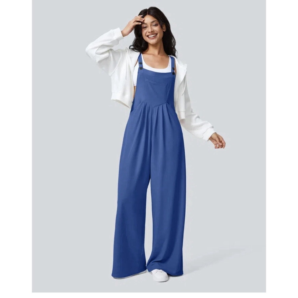 NWT Halara Pockets Waffle Casual Jogger Overalls Black Women's Medium
